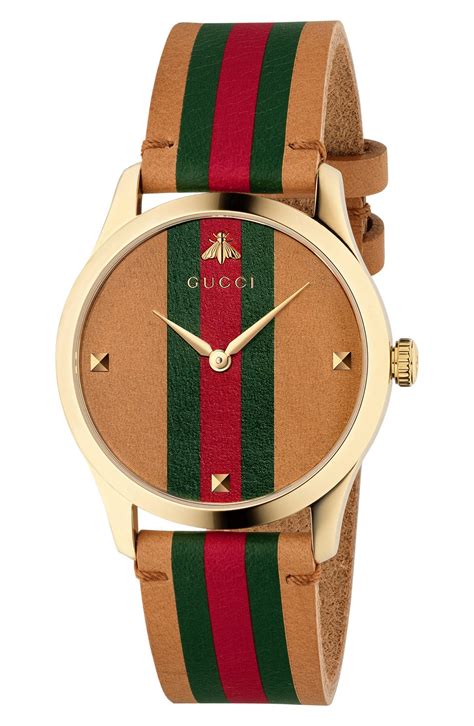 gucci g 10 m|gucci 38mm leather strap watch.